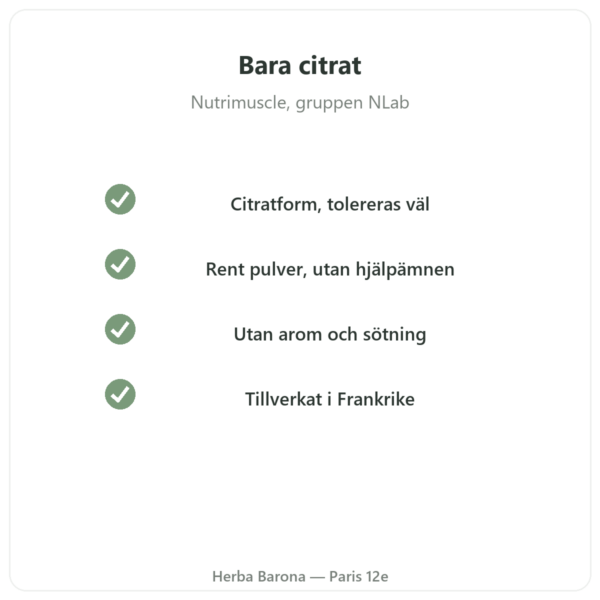 Magnesiumcitrat pulver 90 g – Nutrimuscle kvalitet Paris Herba Barona