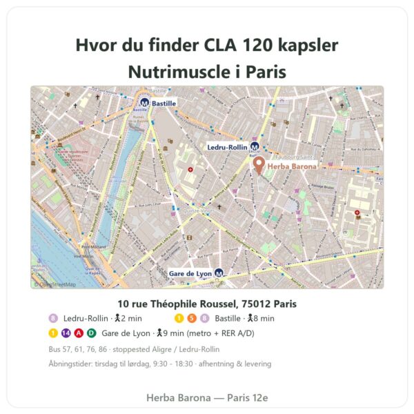 Hvor man finder CLA 120 kapsler – Nutrimuscle - Herba Barona Paris