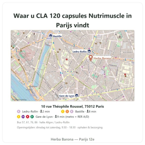 Waar te vinden CLA 120 capsules – Nutrimuscle - Herba Barona Paris
