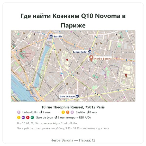 Где найти Коэнзим Q10 Novoma - Herba Barona Paris