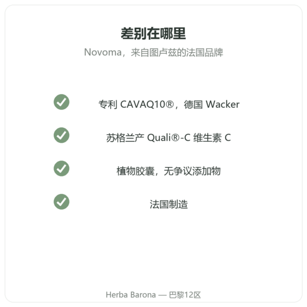 Novoma 辅酶 Q10 品质 Paris Herba Barona