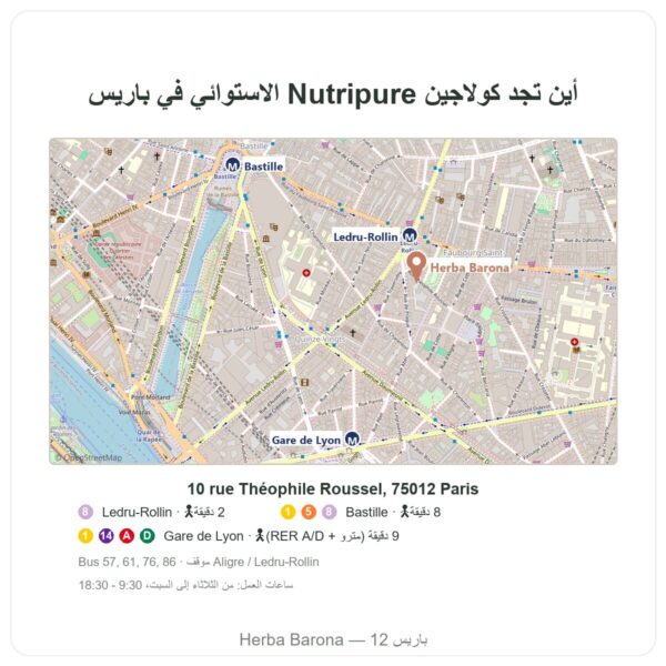 أين تجدونه كولاجين بحري بنكهة الفواكه الاستوائية Nutripure 310 غ - Herba Barona Paris