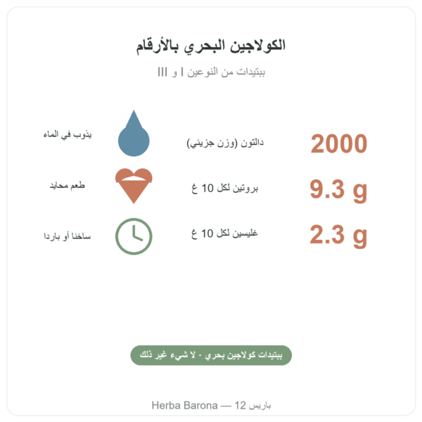 كولاجين بحري Naticol من Nutripure، طعم محايد أرقام أساسية Paris Herba Barona