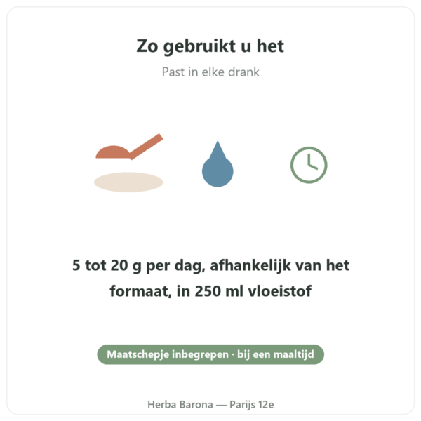 Nutripure Naticol marien collageen, neutrale smaak gebruik Paris Herba Barona