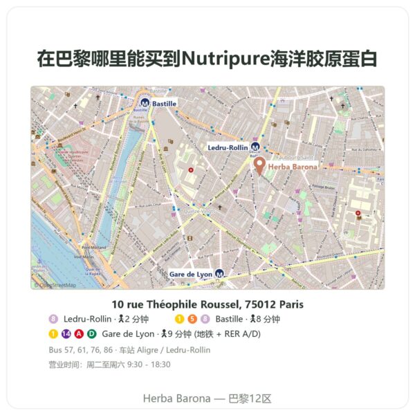 购买地点 Nutripure海洋胶原蛋白 - Herba Barona Paris