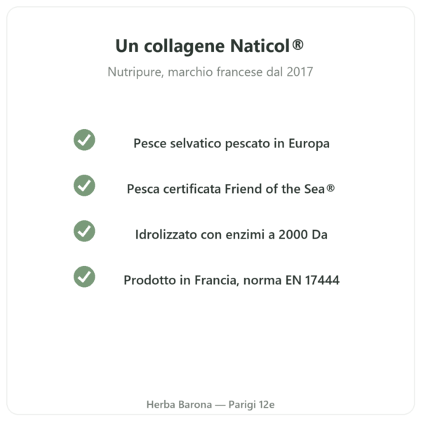 Collagene marino Naticol Nutripure, gusto neutro qualità Naticol Paris Herba Barona