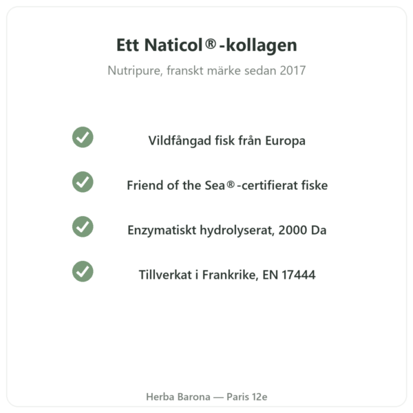Nutripure Naticol marint kollagen, neutral smak Naticol-kvalitet Paris Herba Barona