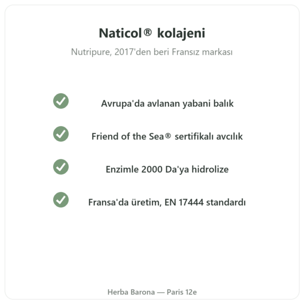 Nutripure Naticol deniz kolajeni, nötr tat Naticol kalitesi Paris Herba Barona