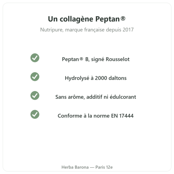 Collagène peptide Peptan Nutripure neutre 310 g qualité Paris Herba Barona