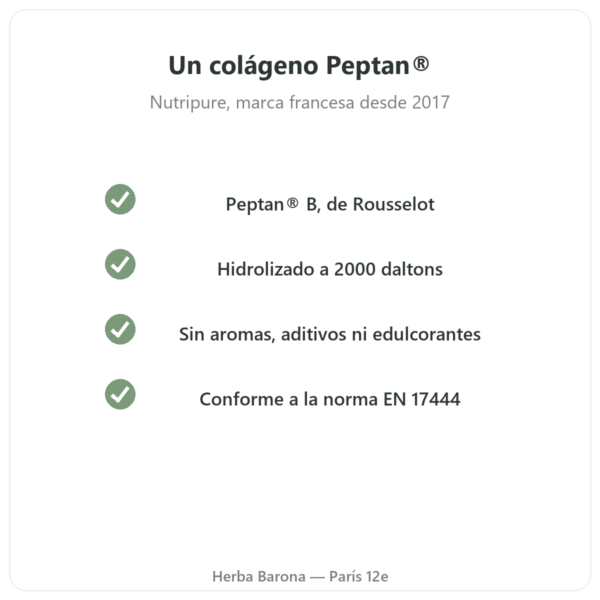 Péptidos de colágeno Peptan® Nutripure sabor neutro 310 g calidad Paris Herba Barona