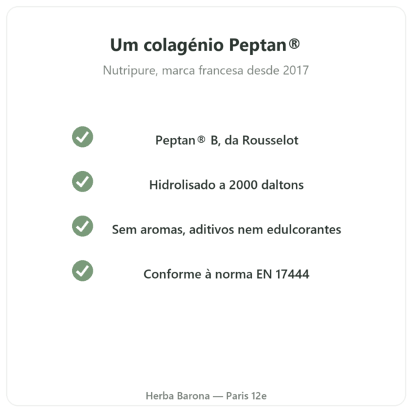 Péptidos de colagénio Peptan® Nutripure sabor neutro 310 g qualidade Paris Herba Barona
