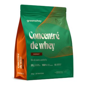 Concentré de Whey Bio chocolat Greenwhey 22 g protéines 900 g Paris Herba Barona