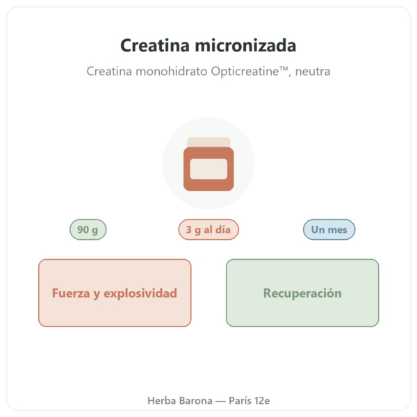 Creatina micronizada Opticreatine 90 g – Nutrimuscle presentación Paris Herba Barona