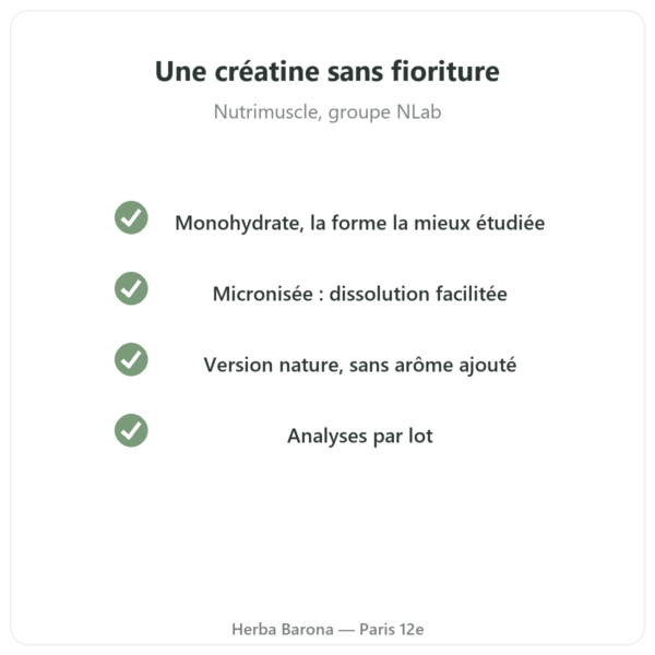 Créatine Micronisée Opticreatine Nutrimuscle 90 g qualite Paris Herba Barona