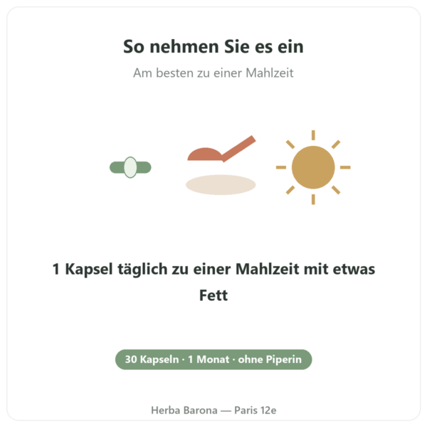 Bio-Curcumin optimiert 30 Kapseln – Dynveo Anwendung Paris Herba Barona
