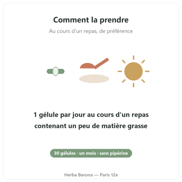 Curcumine Bio Optimisée Dynveo 30 gélules mode emploi conseil de prise Paris Herba Barona