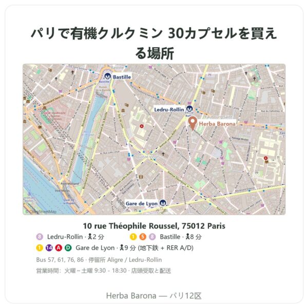 取扱店 Dynveo 有機クルクミン(吸収型)30カプセル - Herba Barona Paris