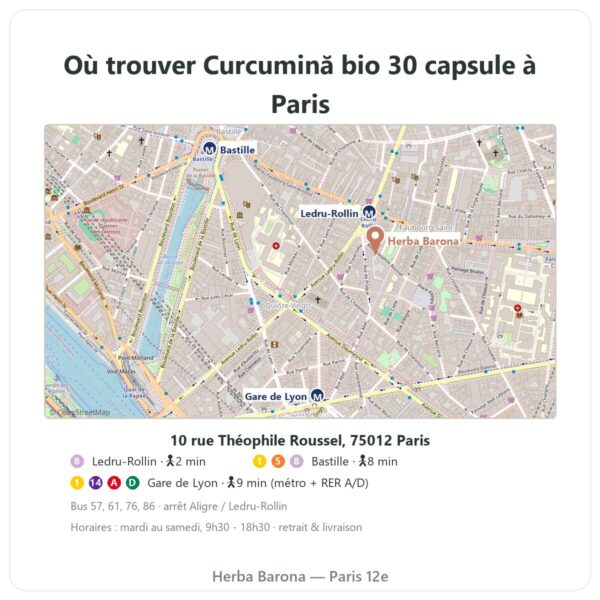 Unde găsiți Curcumină bio optimizată 30 capsule – Dynveo - Herba Barona Paris