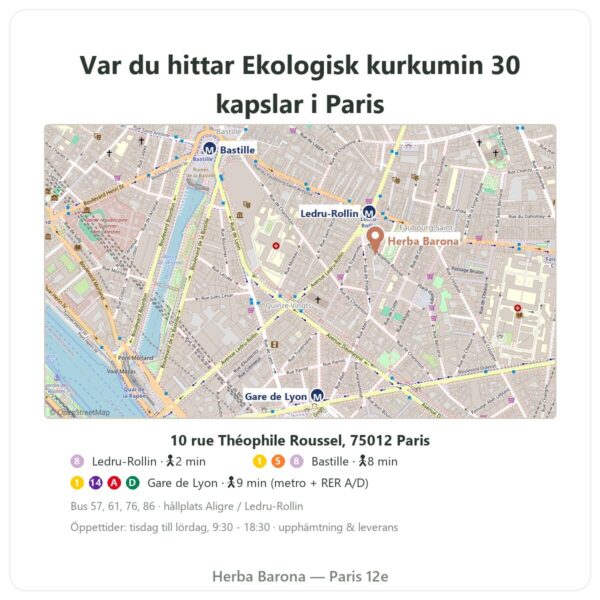 Var man hittar Optimerad ekologisk kurkumin 30 kapslar – Dynveo - Herba Barona Paris