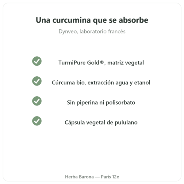 Curcumina bio optimizada 30 cápsulas – Dynveo calidad Paris Herba Barona