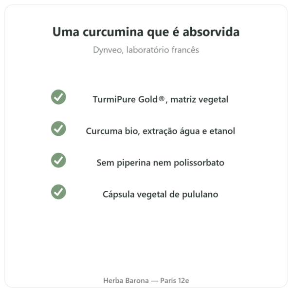 Curcumina bio otimizada 30 cápsulas – Dynveo qualidade Paris Herba Barona