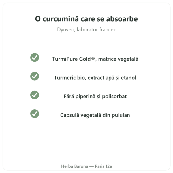 Curcumină bio optimizată 30 capsule – Dynveo calitate Paris Herba Barona
