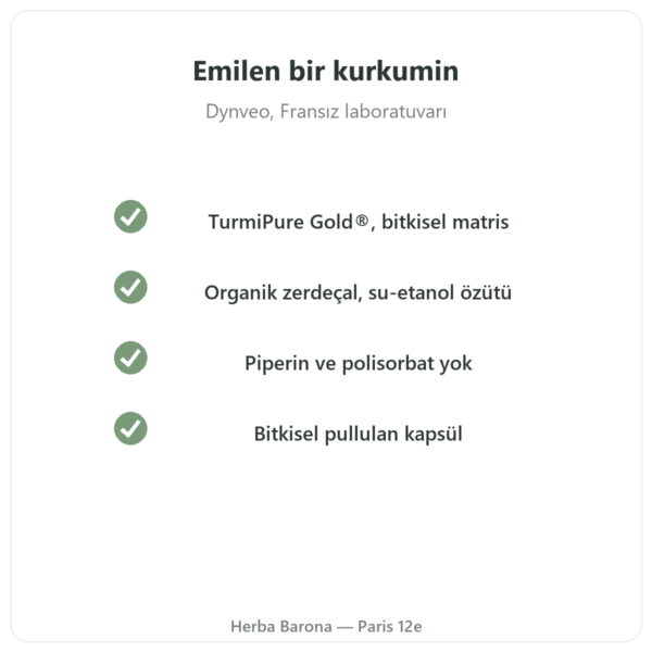 Optimize Organik Kurkumin 30 Kapsül – Dynveo kalite Paris Herba Barona