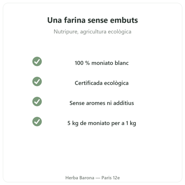 Farina de moniato ecològica Nutripure – 750 g qualitat Paris Herba Barona