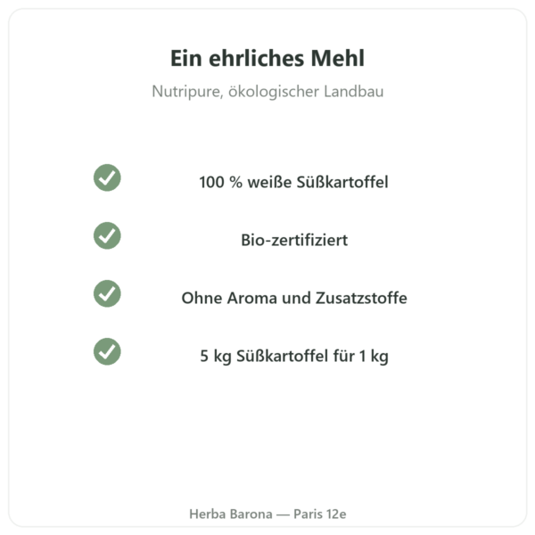 Bio-Süßkartoffelmehl Nutripure – 750 g Qualität Paris Herba Barona
