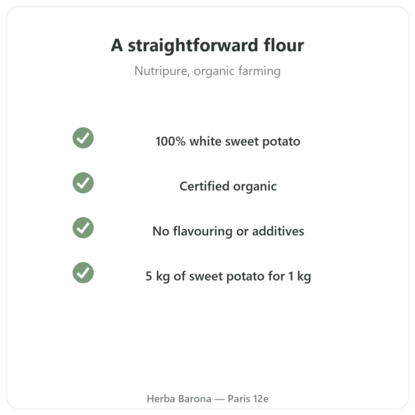 Organic sweet potato flour Nutripure – 750 g quality Paris Herba Barona