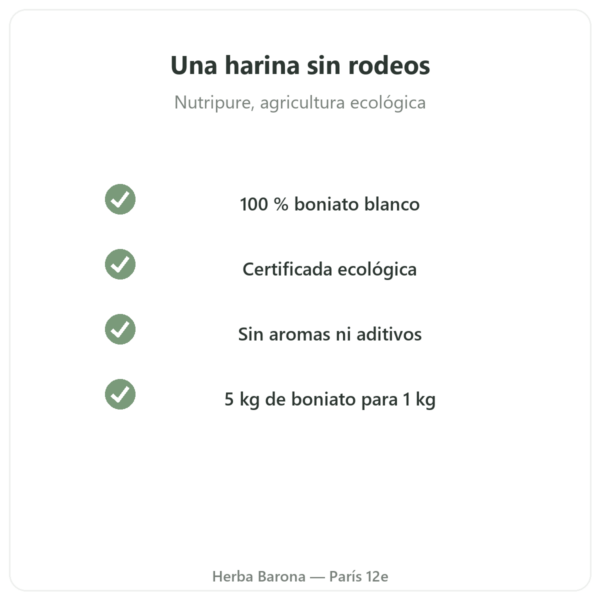 Harina de boniato ecológica Nutripure – 750 g calidad Paris Herba Barona