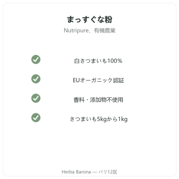 Nutripure オーガニック さつまいも粉 – 750g 品質 Paris Herba Barona