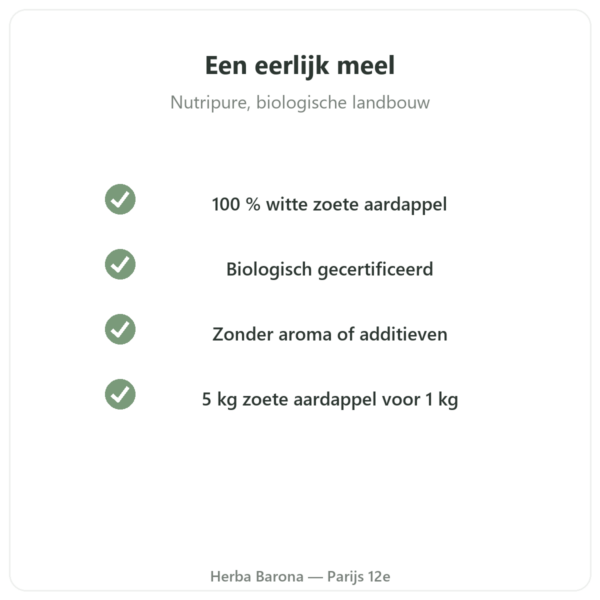 Biologisch zoete-aardappelmeel Nutripure – 750 g kwaliteit Paris Herba Barona