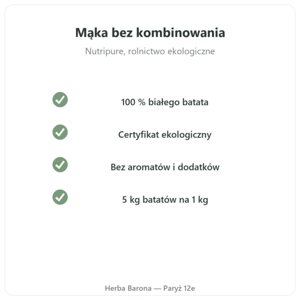 Ekologiczna mąka z batatów Nutripure – 750 g jakość Paris Herba Barona