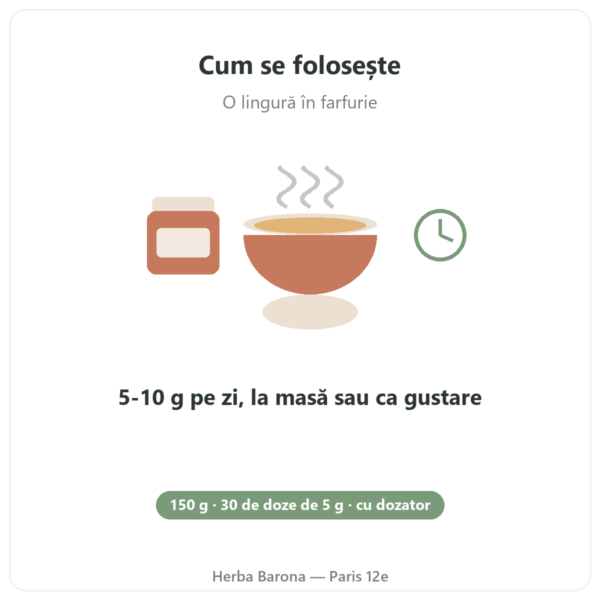 Frunze de urzică ecologice pulbere Nutripure – 150 g mod de utilizare Paris Herba Barona