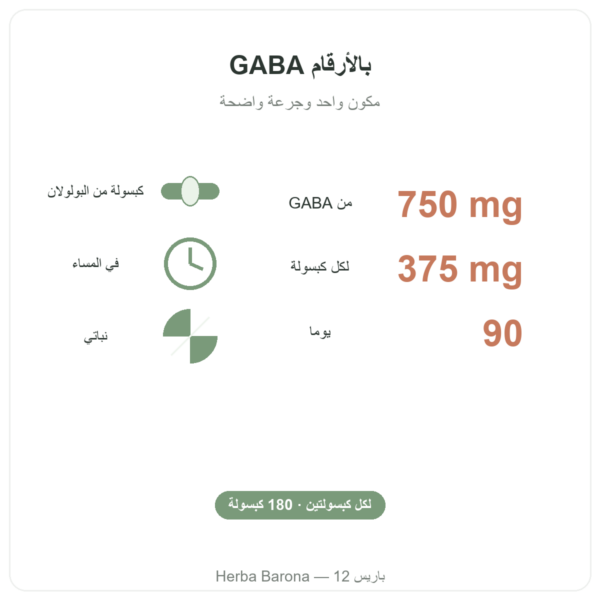 GABA Nutripure – 180 كبسولة الفوائد والأرقام Paris Herba Barona
