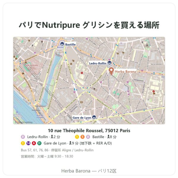 取扱店 Nutripure 結晶グリシン 310 g - Herba Barona Paris