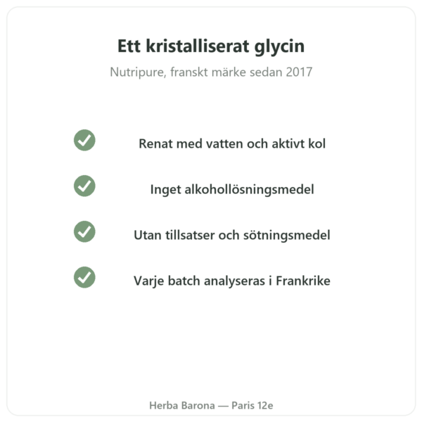 Kristalliserat glycin Nutripure 310 g kvalitet Paris Herba Barona