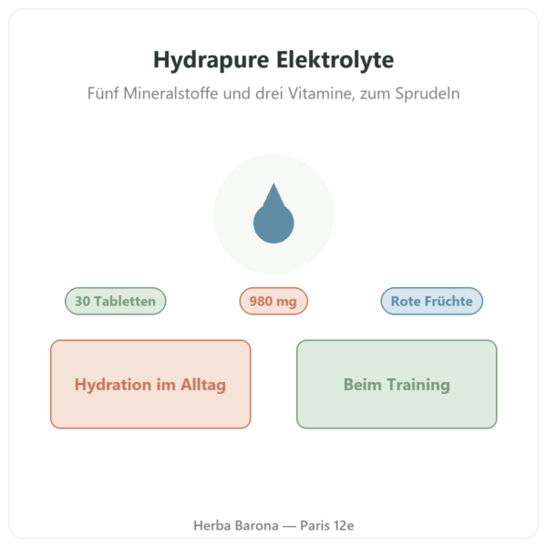 Hydrapure Elektrolyte Nutripure – Rote Früchte – 30 Brausetabletten Vorstellung Paris Herba Barona