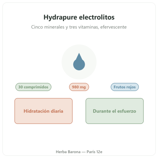 Hydrapure electrolitos Nutripure – frutos rojos – 30 comprimidos presentación Paris Herba Barona