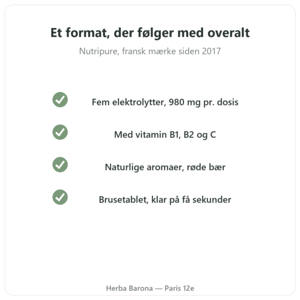 Hydrapure elektrolytter Nutripure – røde bær – 30 brusetabletter kvalitet Paris Herba Barona
