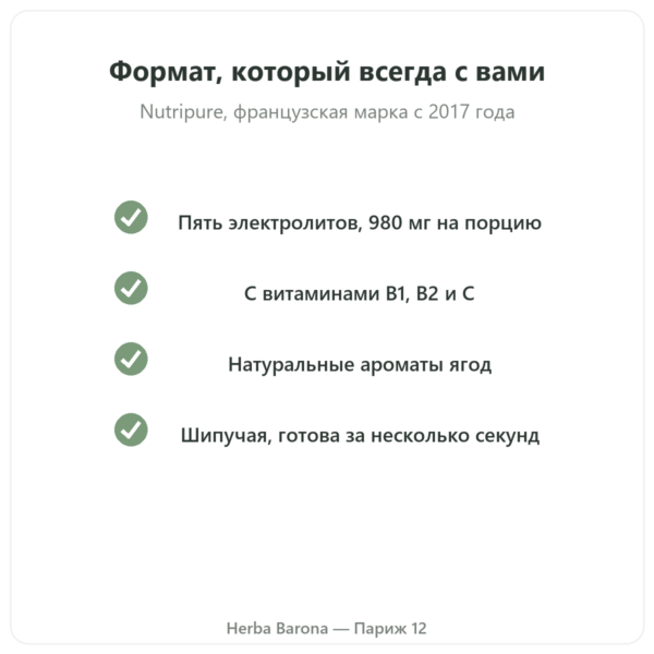 Hydrapure Nutripure, электролиты, вкус красных ягод, 30 таблеток качество Paris Herba Barona