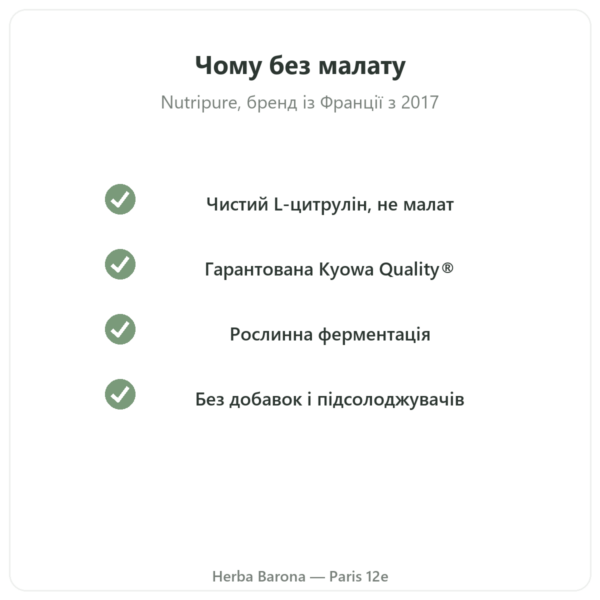 L-цитрулін Kyowa Quality® Nutripure – 220 г якість Paris Herba Barona