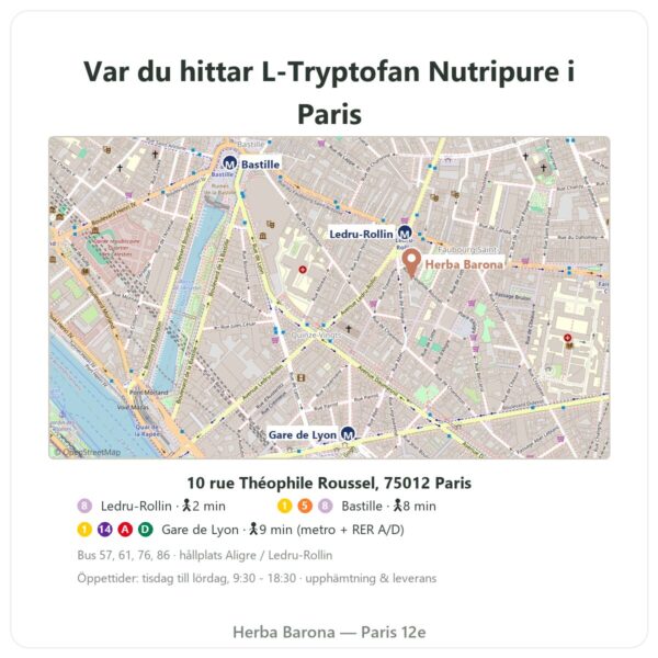 Var man hittar L-Tryptofan Nutripure 90 kapslar - Herba Barona Paris