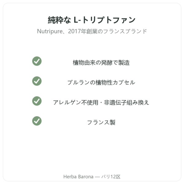 L-トリプトファン Nutripure 90カプセル 品質 Paris Herba Barona