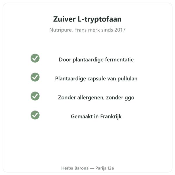 L-Tryptofaan Nutripure 90 capsules kwaliteit Paris Herba Barona