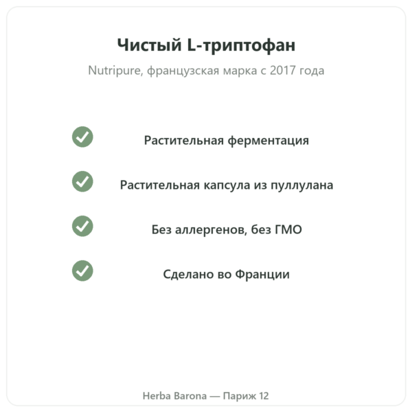 L-триптофан Nutripure, 90 капсул качество Paris Herba Barona