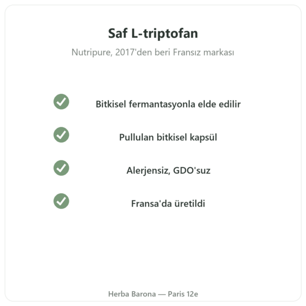 L-Triptofan Nutripure 90 kapsül kalite Paris Herba Barona