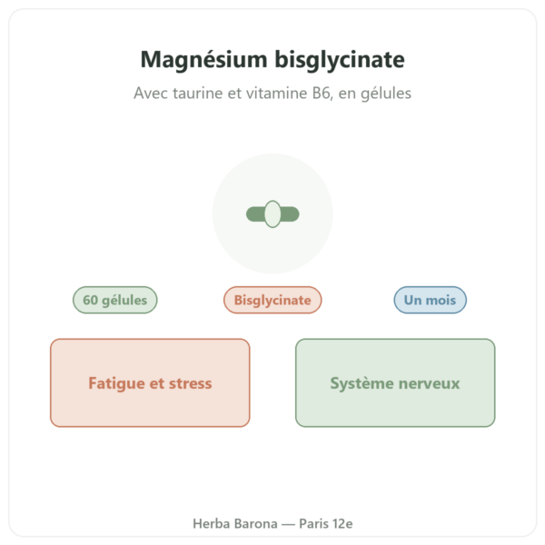 Magnésium bisglycinate 60 gélules Nutripure présentation Paris Herba Barona