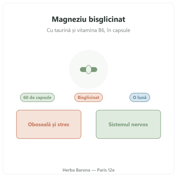 Magneziu Bisglicinat Taurină B6 Nutripure 60 capsule prezentare Paris Herba Barona